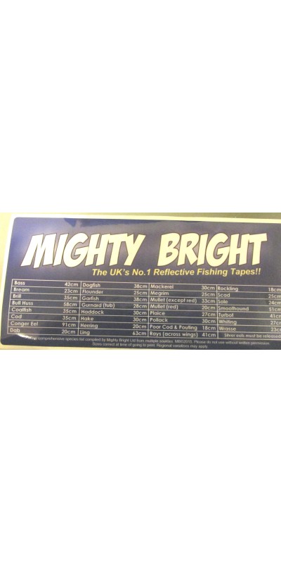 Mighty Bright fish size limit sticker