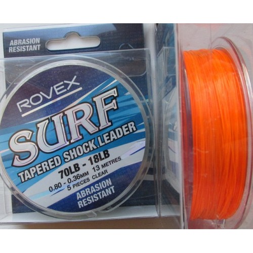 13m Clear 18lb 5 Pieces Rovex Surf Tapered Shock Leader Line 60lb 